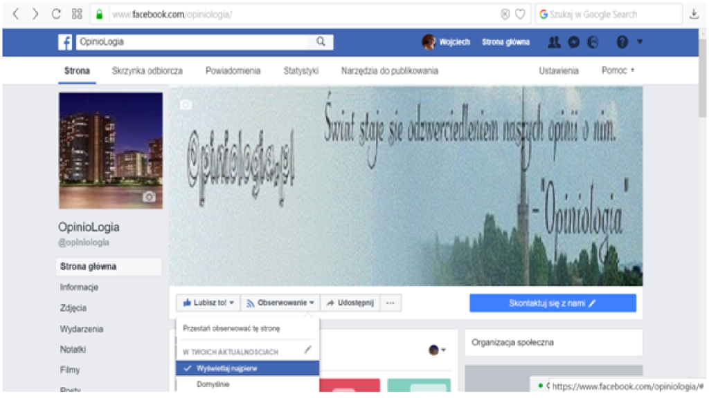 Facebook - Fanpage portalu opiniotwórczego OpinioLogia Fanpage OpinioLogii